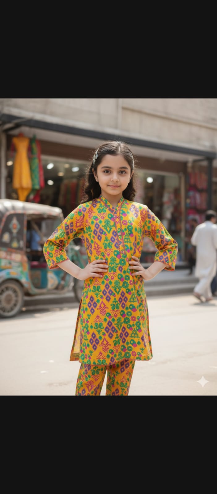 Vibrant Playwear: Girls' Printed Cotton Kurta & Trouser Set - Image 7