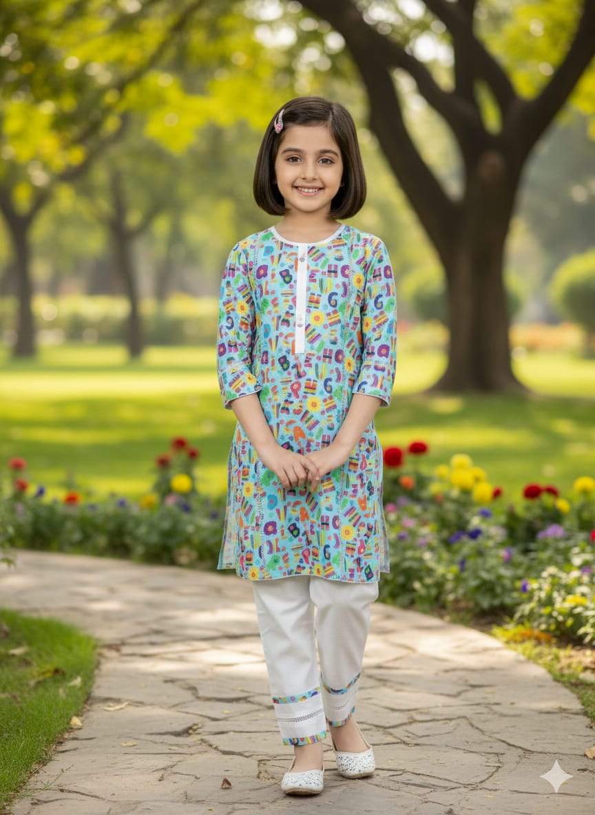 Fun & Vibrant Cotton Kurta Set - Image 3