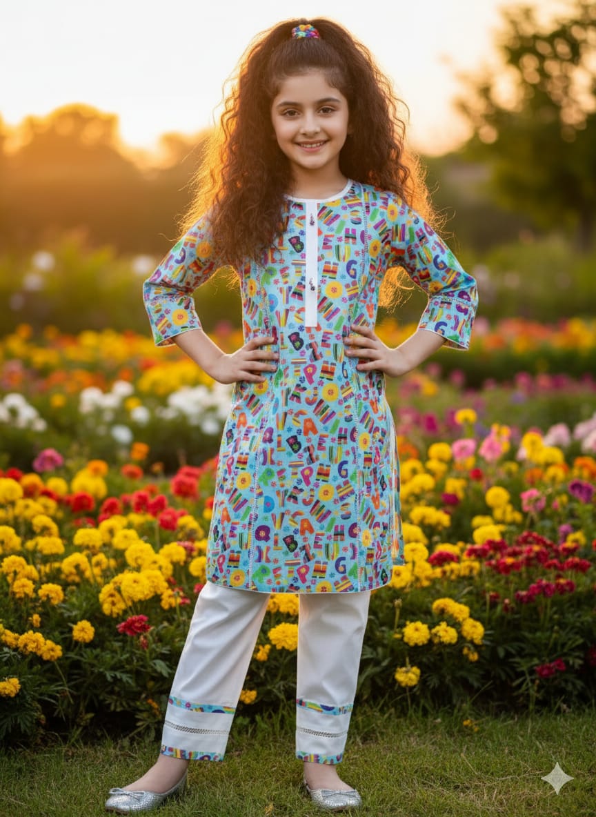 Fun & Vibrant Cotton Kurta Set - Image 6