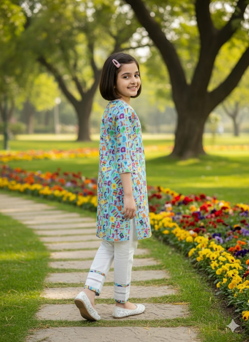 Fun & Vibrant Cotton Kurta Set - Image 2