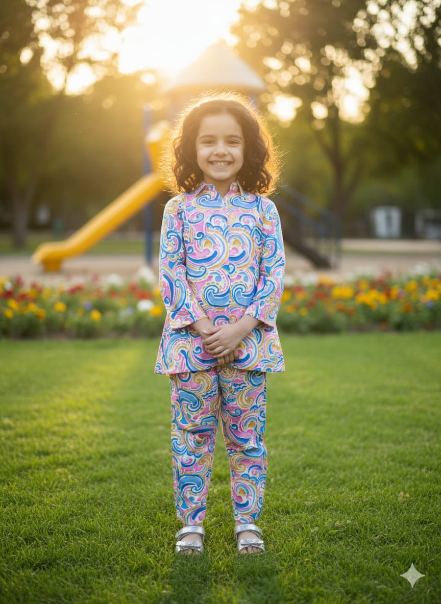 Vibrant Swirl Pajama Suit - Image 3