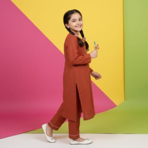 Stylish Rust Self-Boski Two-Piece Suit