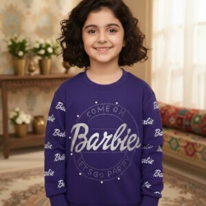 Barbie Kids Shirt Purple Minimal Print Back View