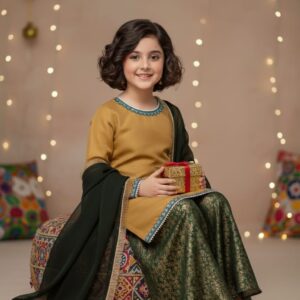Noor-e-Zamrud – Mustard & Emerald Banarsi Festive Set